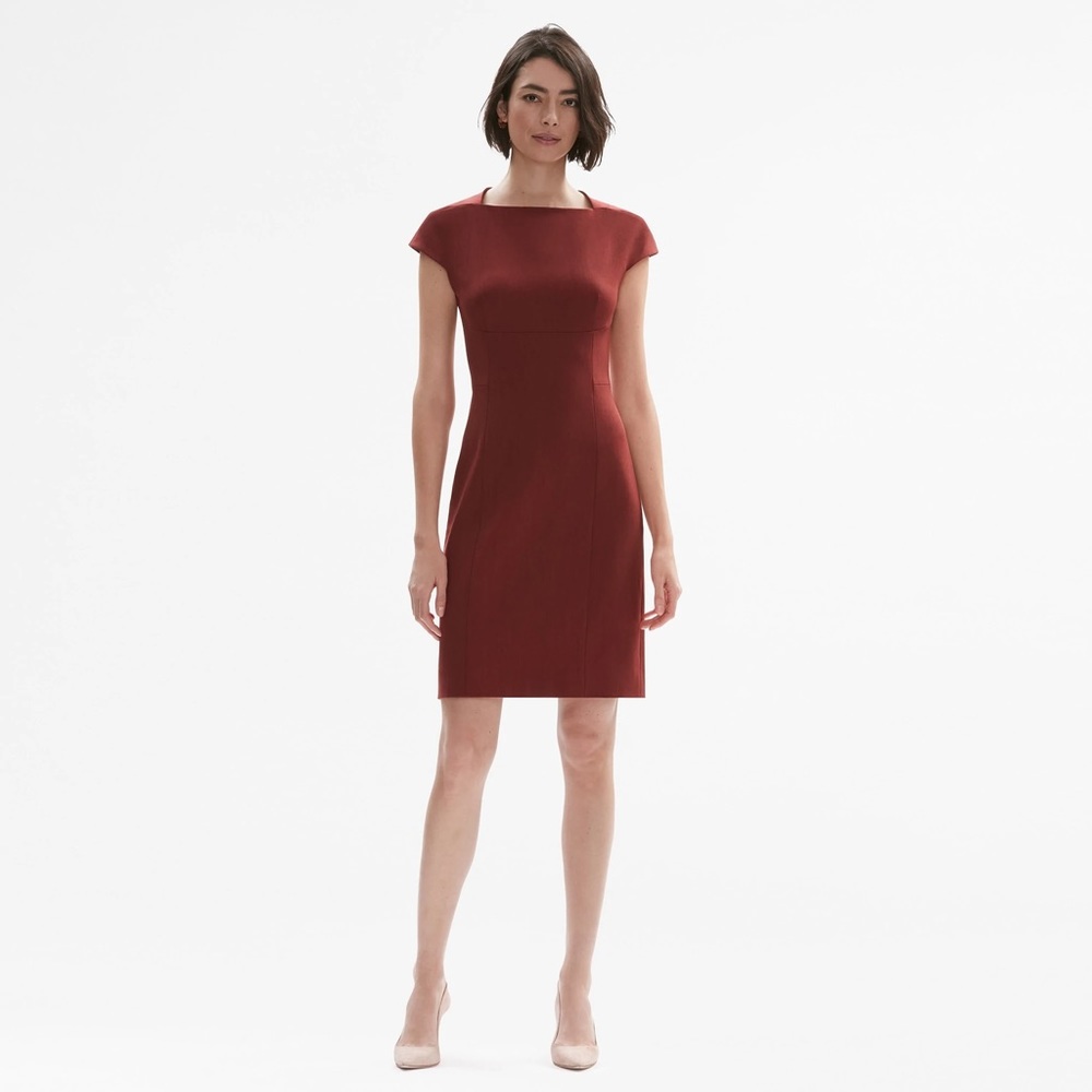 MM lafleur Ashley fitted square neck brick red orange dress